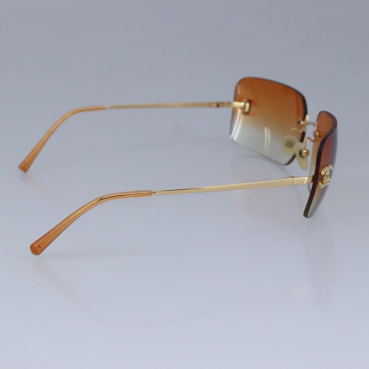 CHANEL Sunglasses metal Orange CC Auth bs20085