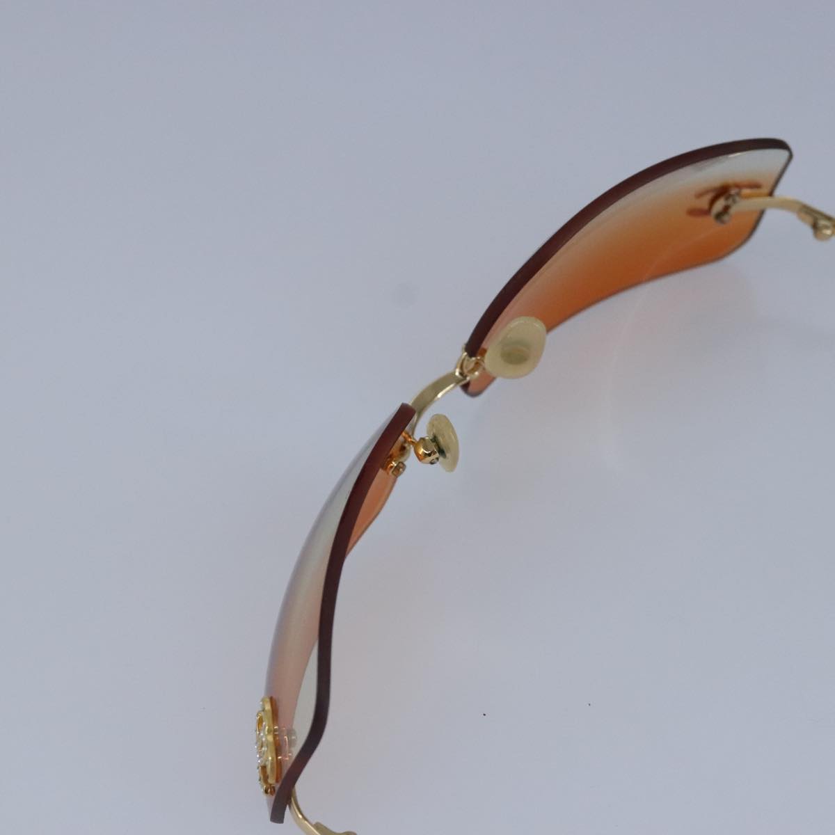 CHANEL Sunglasses metal Orange CC Auth bs20085