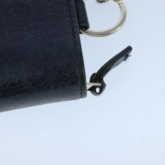 BALENCIAGA Long Wallet Leather Navy Silver Auth bs20089
