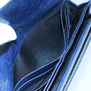 BALENCIAGA Long Wallet Leather Navy Silver Auth bs20089-22