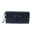 BALENCIAGA Long Wallet Leather Navy Silver Auth bs20089-13