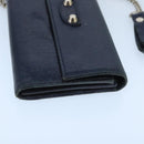 BALENCIAGA Long Wallet Leather Navy Silver Auth bs20089-3