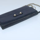 BALENCIAGA Long Wallet Leather Navy Silver Auth bs20089-4