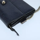 BALENCIAGA Long Wallet Leather Navy Silver Auth bs20089-5