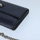 BALENCIAGA Long Wallet Leather Navy Silver Auth bs20089-7