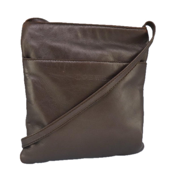LOEWE Shoulder Bag Leather Bronze Auth bs20092