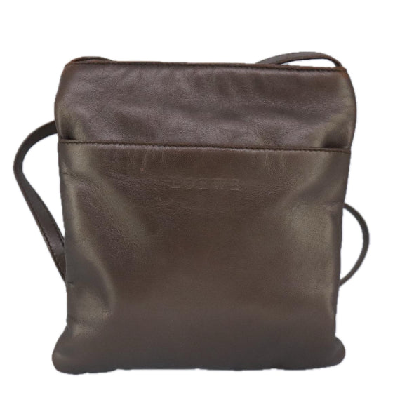 LOEWE Shoulder Bag Leather Bronze Auth bs20092