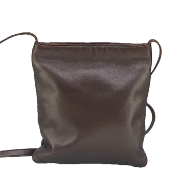 LOEWE Shoulder Bag Leather Bronze Auth bs20092