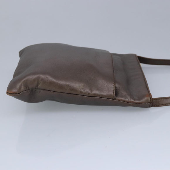 LOEWE Shoulder Bag Leather Bronze Auth bs20092