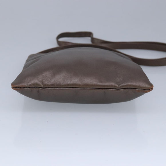 LOEWE Shoulder Bag Leather Bronze Auth bs20092