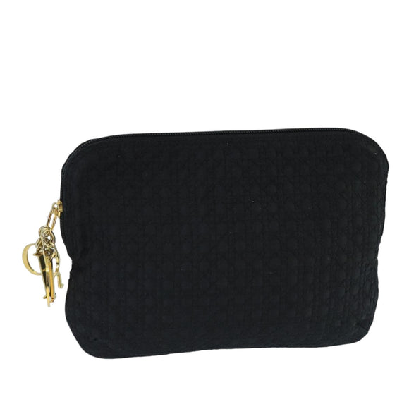 Christian Dior Canage Pouch Nylon Black Gold Auth bs20096
