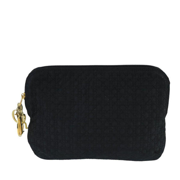 Christian Dior Canage Pouch Nylon Black Gold Auth bs20096