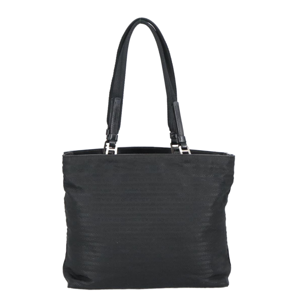 PRADA Tote Bag Nylon Black Silver Auth bs20114 - 0