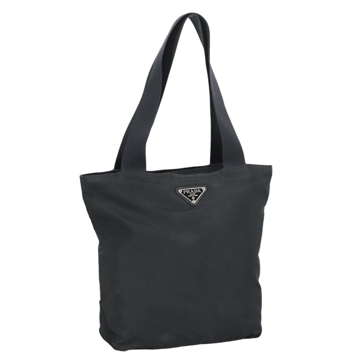 PRADA Tote Bag Nylon Black Silver Auth bs20124