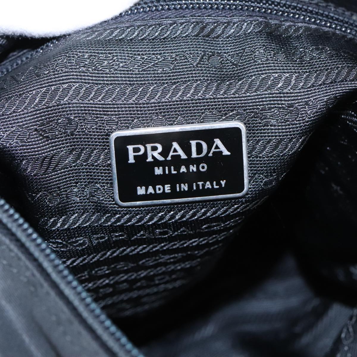 PRADA Tote Bag Nylon Black Silver Auth bs20124