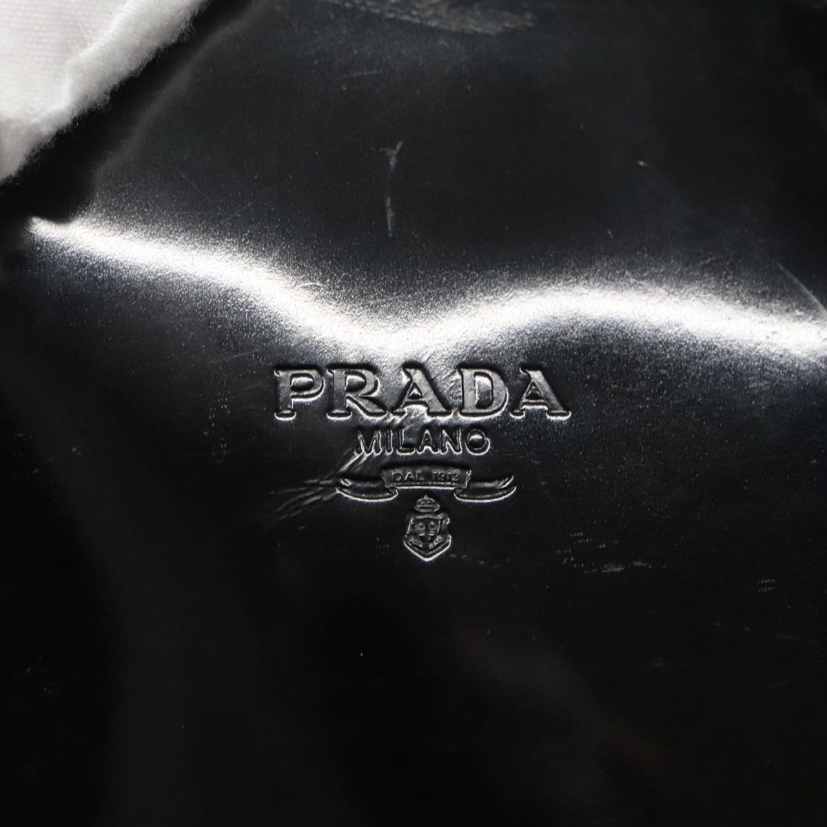 PRADA Tote Bag Patent leather Black Silver Auth bs20127