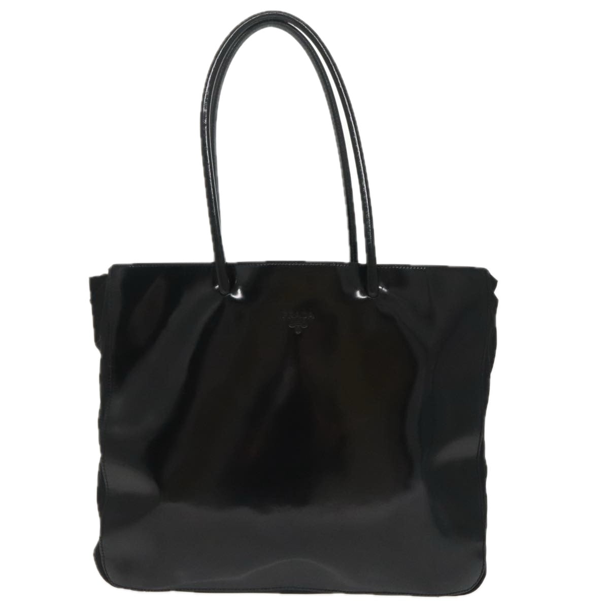 PRADA Tote Bag Patent leather Black Silver Auth bs20127