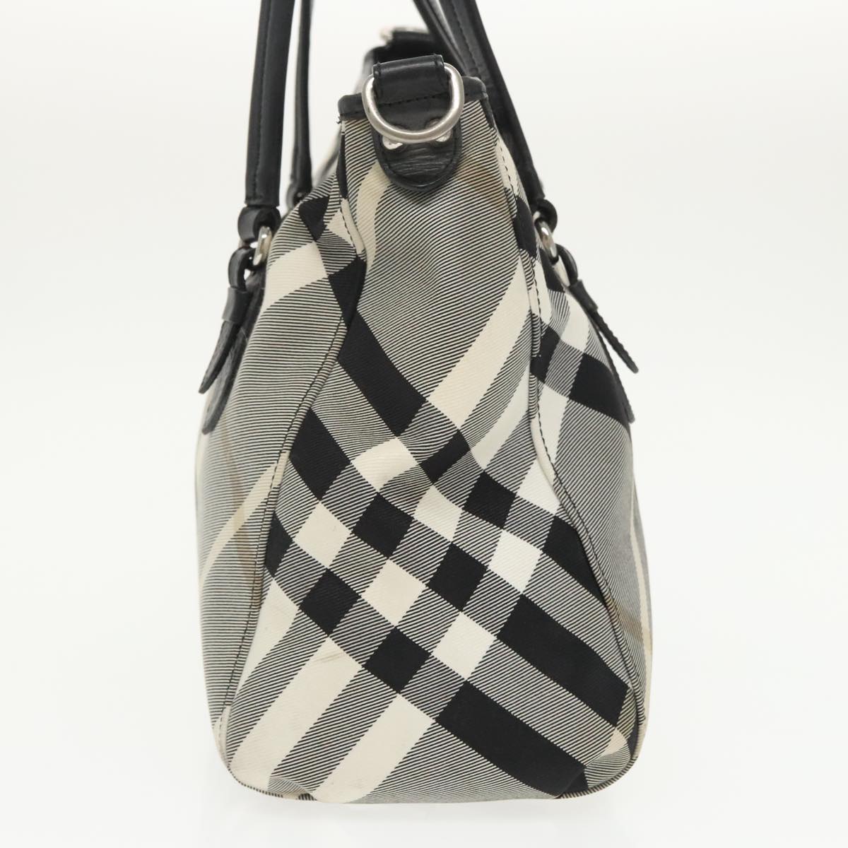 BURBERRY Nova Check Blue Label Tote Bag Canvas Gray Auth bs20129