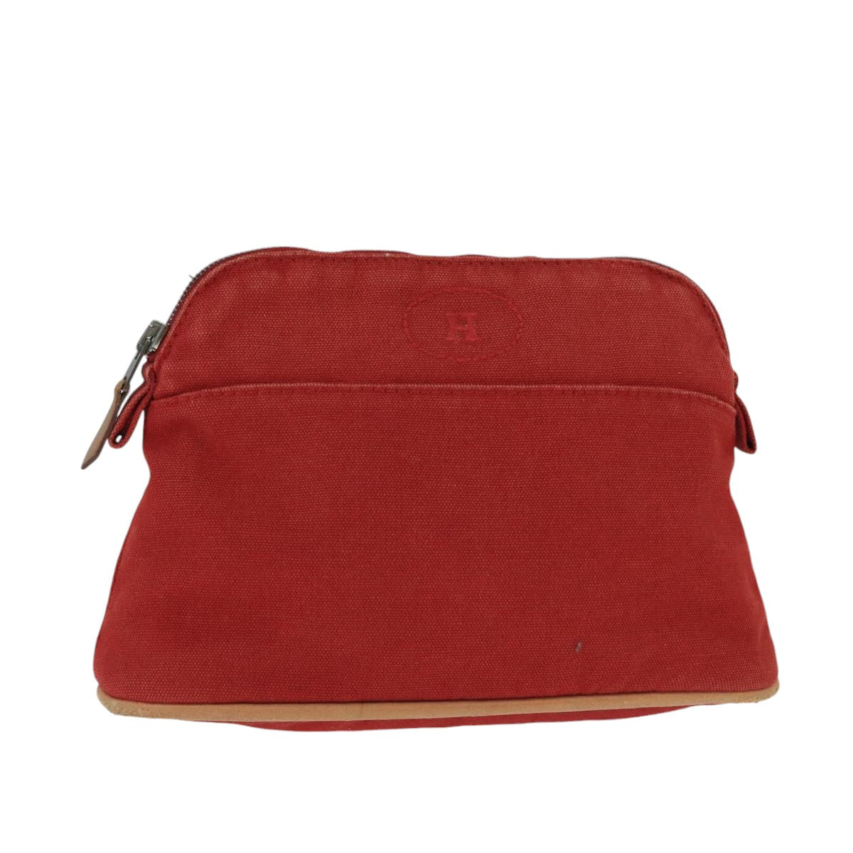 HERMES BolidePouch PM Pouch Canvas Red Silver Auth bs20146