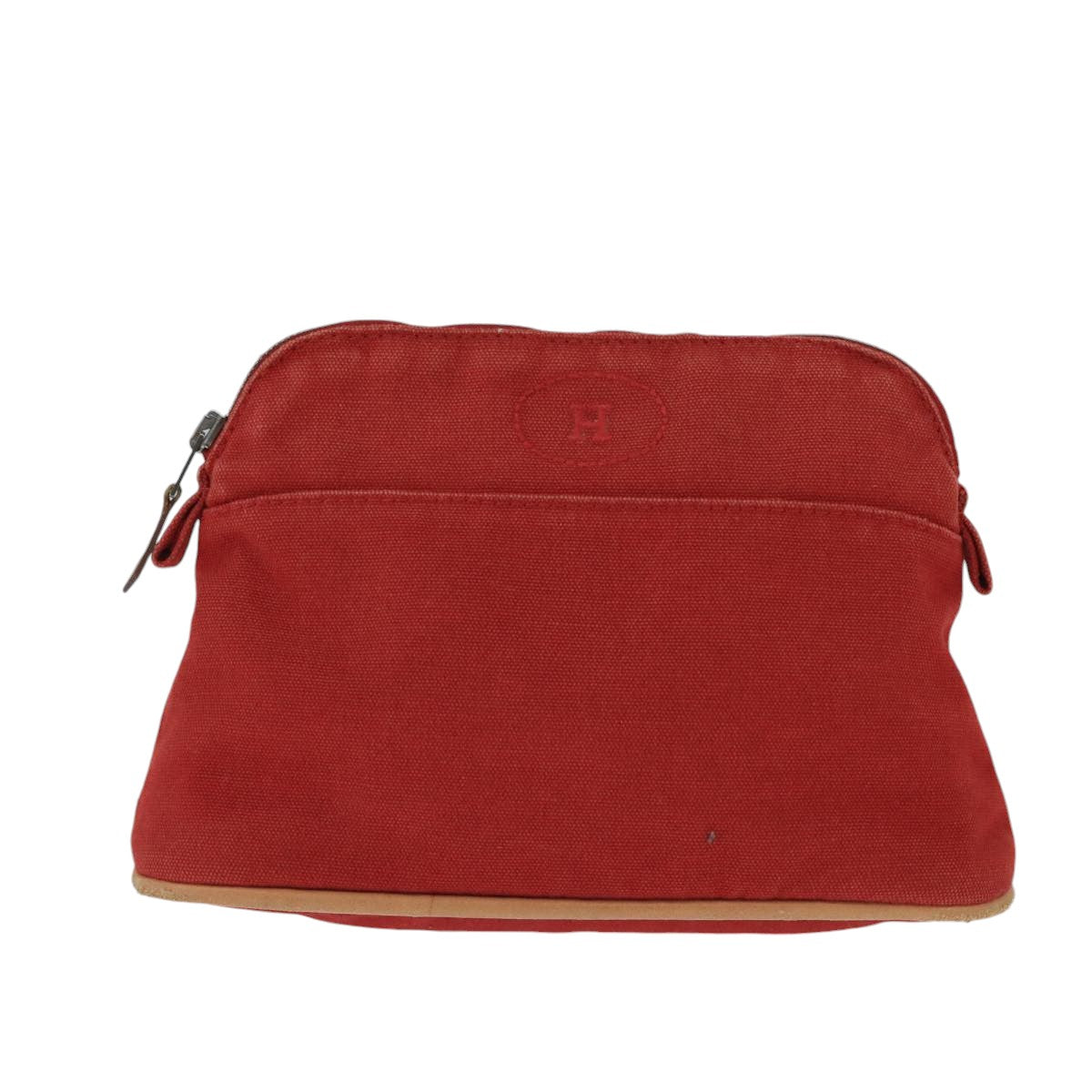 HERMES BolidePouch PM Pouch Canvas Red Silver Auth bs20146