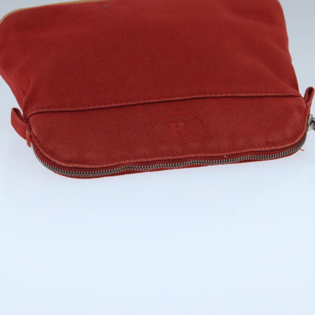 HERMES BolidePouch PM Pouch Canvas Red Silver Auth bs20146