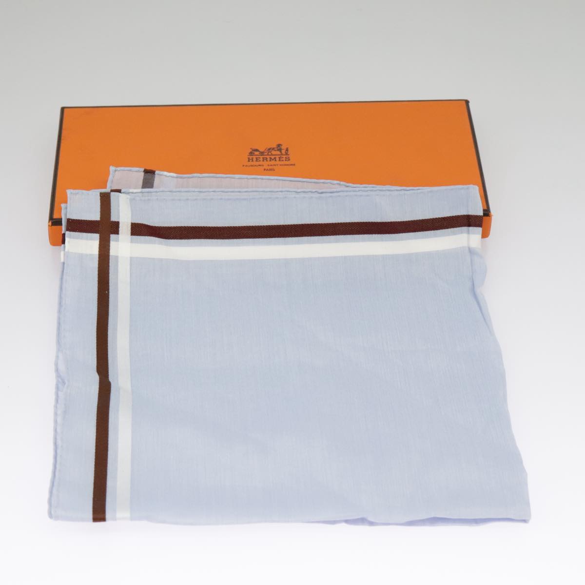 HERMES Handkerchief Cotton Blue Auth bs20150