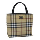 BURBERRY Nova Check Hand Bag PVC Beige Auth bs20152-1