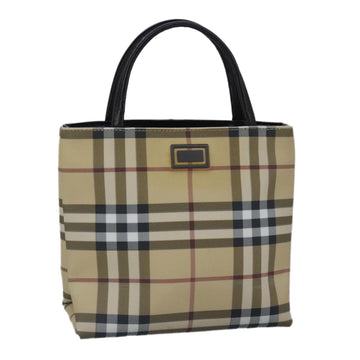 BURBERRY Nova Check Hand Bag PVC Beige Auth bs20152