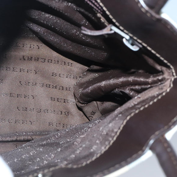 BURBERRY Nova Check Hand Bag PVC Beige Auth bs20152