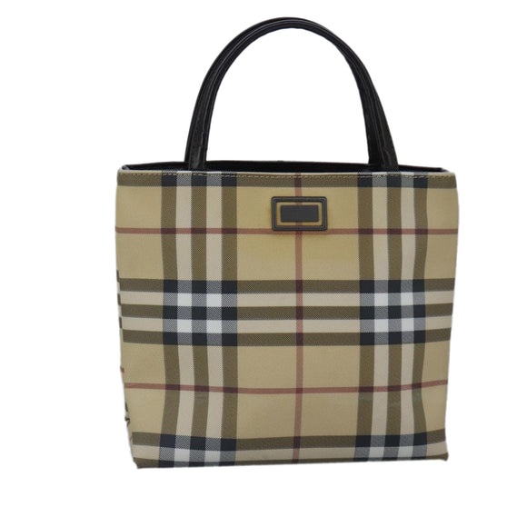 BURBERRY Nova Check Hand Bag PVC Beige Auth bs20152