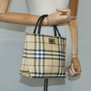 BURBERRY Nova Check Hand Bag PVC Beige Auth bs20152-20