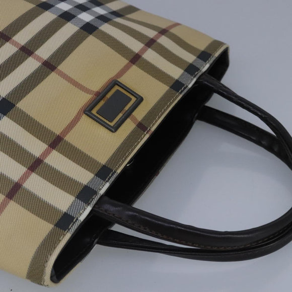 BURBERRY Nova Check Hand Bag PVC Beige Auth bs20152