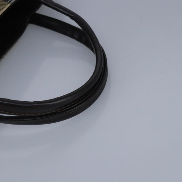 BURBERRY Nova Check Hand Bag PVC Beige Auth bs20152