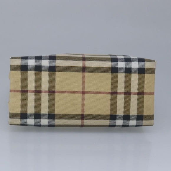 BURBERRY Nova Check Hand Bag PVC Beige Auth bs20152
