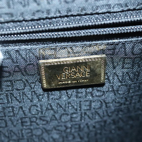 Gianni Versace Shoulder Bag Leather Black Gold Auth bs20156