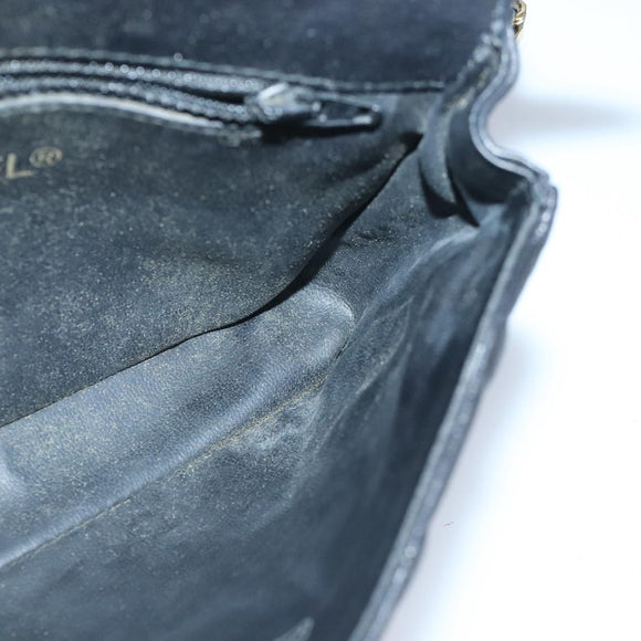 CHANEL Matelasse Chain Waist bag Lamb Skin Black Gold CC Auth bs20175