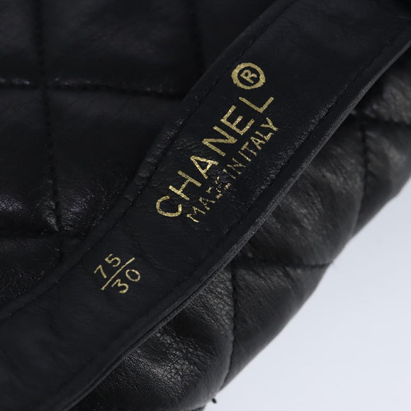 CHANEL Matelasse Chain Waist bag Lamb Skin Black Gold CC Auth bs20175