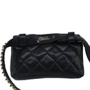 CHANEL Matelasse Chain Waist bag Lamb Skin Black Gold CC Auth bs20175-2