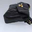 CHANEL Matelasse Chain Waist bag Lamb Skin Black Gold CC Auth bs20175-4