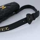 CHANEL Matelasse Chain Waist bag Lamb Skin Black Gold CC Auth bs20175-7