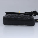 CHANEL Matelasse Chain Waist bag Lamb Skin Black Gold CC Auth bs20175-5