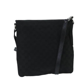 GUCCI GG Canvas Shoulder Bag Black Silver 113013 Auth bs20185
