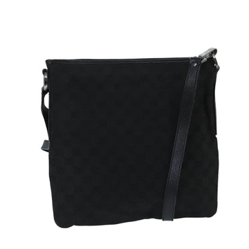 GUCCI GG Canvas Shoulder Bag Black Silver 113013 Auth bs20185