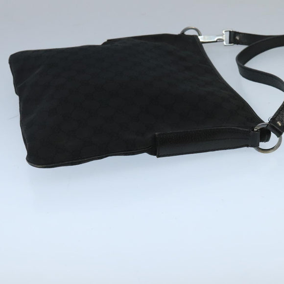 GUCCI GG Canvas Shoulder Bag Black Silver 113013 Auth bs20185
