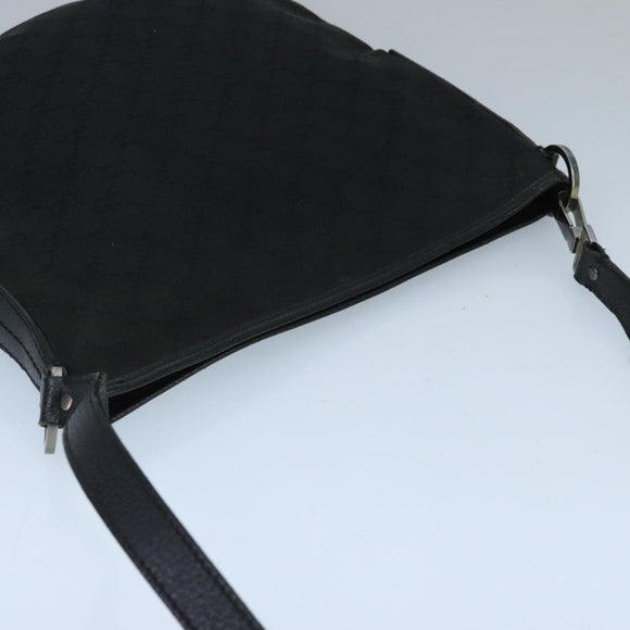 GUCCI GG Canvas Shoulder Bag Black Silver 113013 Auth bs20185