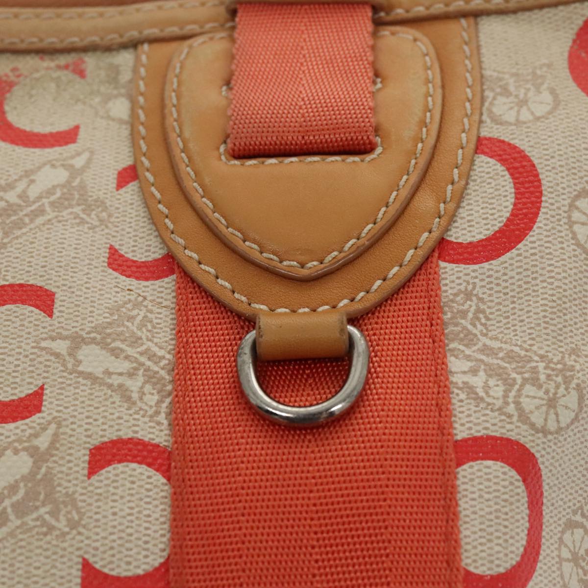 CELINE C Sulky Shoulder Bag Coated Canvas Orange Auth bs20194