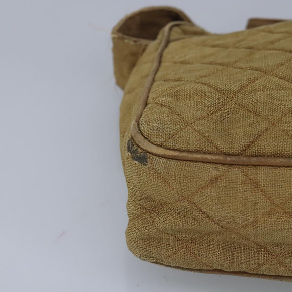 CHANEL Matelasse Shoulder Bag Canvas Beige CC Auth bs20198