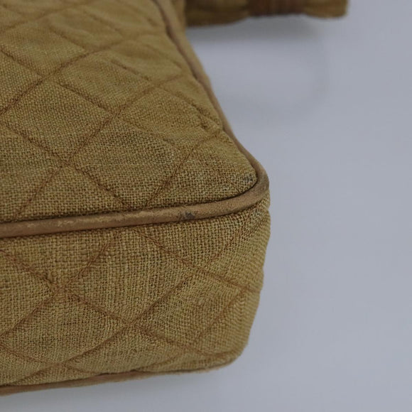 CHANEL Matelasse Shoulder Bag Canvas Beige CC Auth bs20198