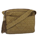 CHANEL Matelasse Shoulder Bag Canvas Beige CC Auth bs20198-1