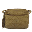 CHANEL Matelasse Shoulder Bag Canvas Beige CC Auth bs20198-13